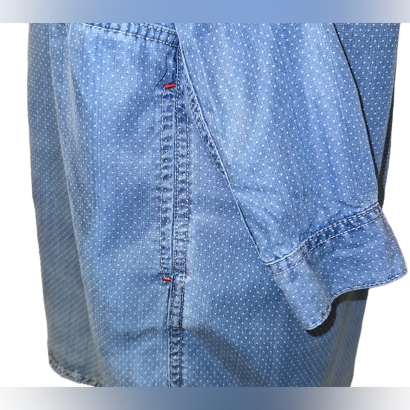 💥 BARBOUR sailboat poplin luxury chambray shirt women’s size medium 8 - Picture 3 of 17